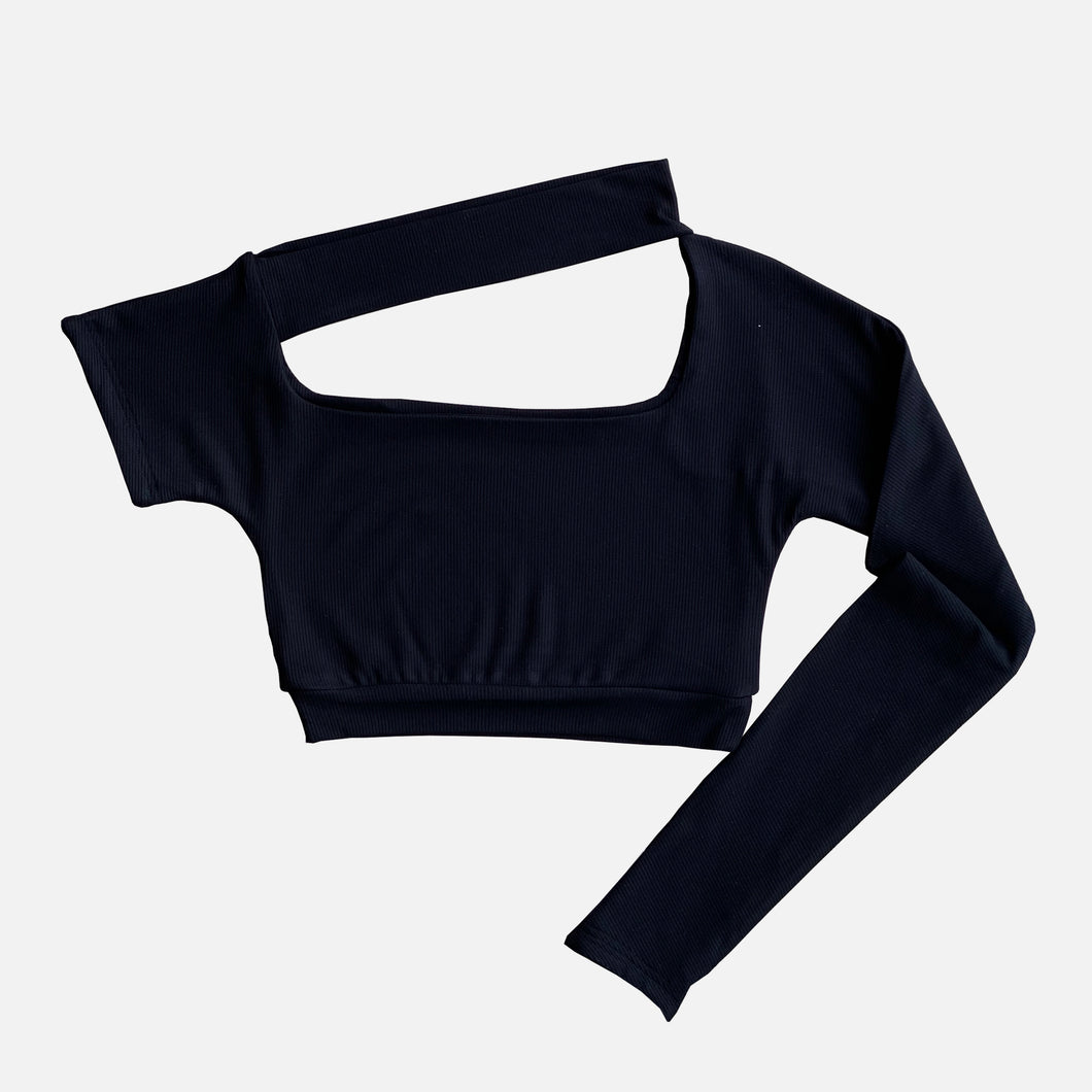 Asymmetric Sleeve Crop